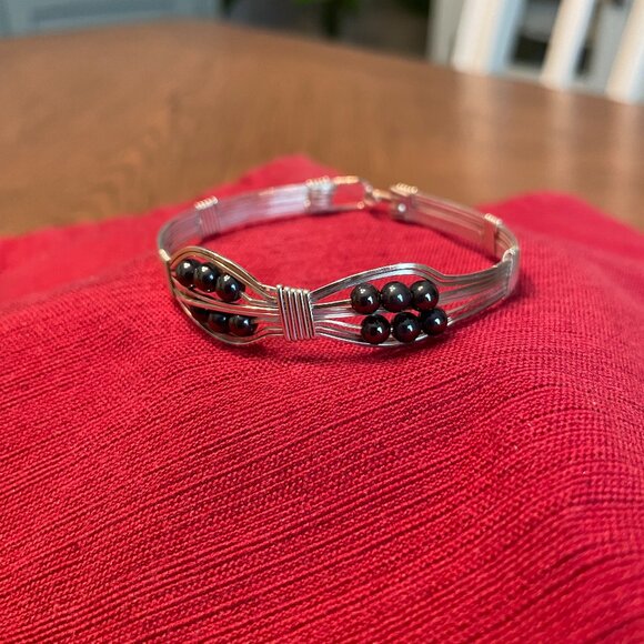 Jewelry - Sterling Silver Bracelet with Gray Beads